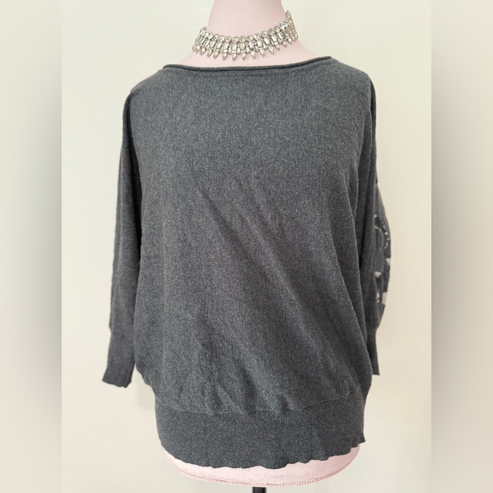 American Eagle Y2K dark gray lace back blouse in size XL